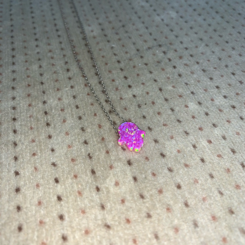 Pink Opal Hamsa Hand Necklace